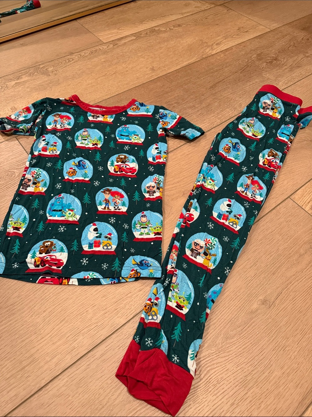 Little Sleepies Forest Green & Red Snow Globe Pajama Set